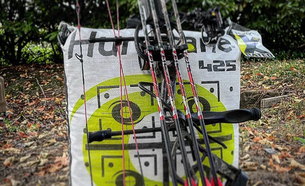 Hurricane-Bag-Targets arrows sitting in front of target
