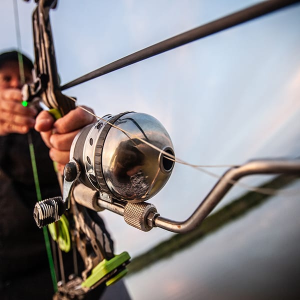 close up of bow fishing reel